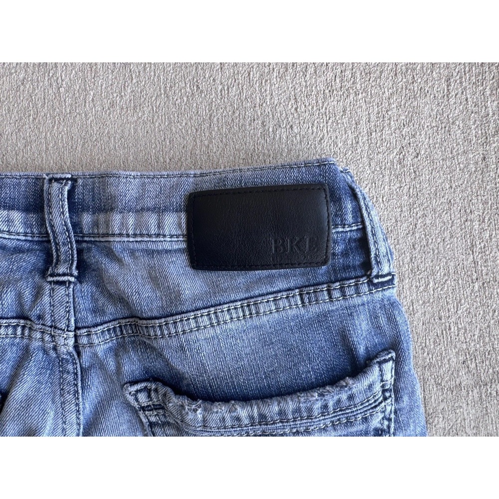 BKE Jake Bootleg Jeans Mens 30x32 Light Wash Blue Very Distressed Stained Denim - Picture 9 of 12